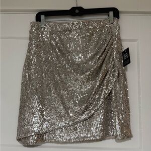 NWT express faux wrap sequin miniskirt sz M